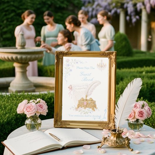 Invitation Fancy Floral Regency Era Guest Book  Sign