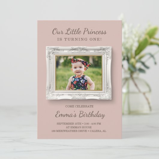 Invitation Fancy Frame Premier anniversaire (Debout devant)