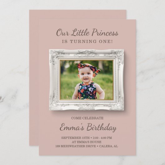 Invitation Fancy Frame Premier anniversaire (Devant / Derrière)