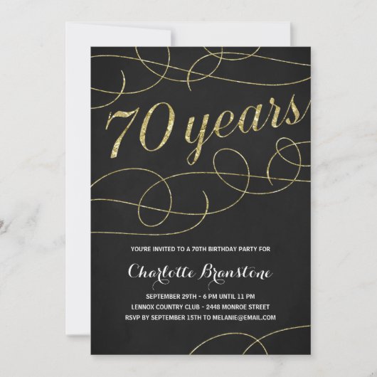 Invitation Fancy Gold 70th Birthday Party (Devant)