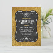 Invitation Fancy Golden Parties scintillant Adult 50th Birthd (Debout devant)