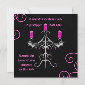 Invitation Fancy gothique chandelabra rose chaud sur la nupti (Devant)
