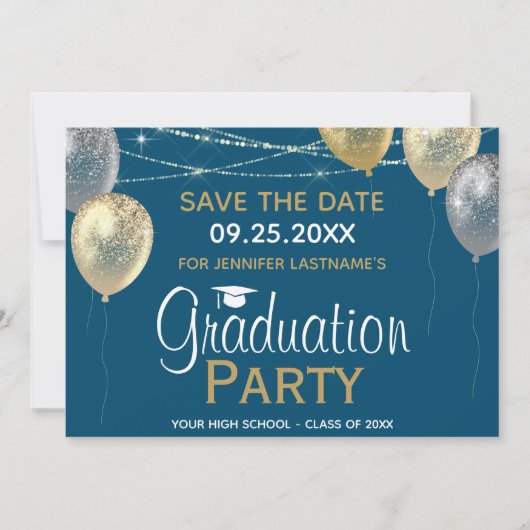 Invitation Fancy Graduation Party Enregistrer la date Invitat (Devant)