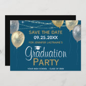 Invitation Fancy Graduation Party Enregistrer la date Invitat (Devant / Derrière)
