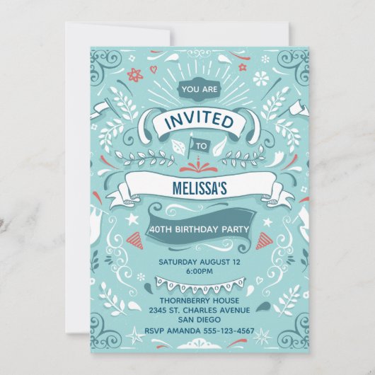 Invitation Fancy Green Décorations Fils Anniversaire (Devant)