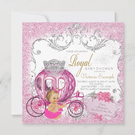 Invitation Fancy Little Princess Fairytale Baby Girl Douche (Devant)