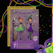 Invitation Fancy Mardi Gras Dancing Girls Party Purple