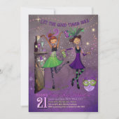 Invitation Fancy Mardi Gras Dancing Girls Party Purple (Devant)