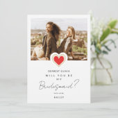 Invitation Fancy mignon Red Heart Photo Bridesmaid (Debout devant)
