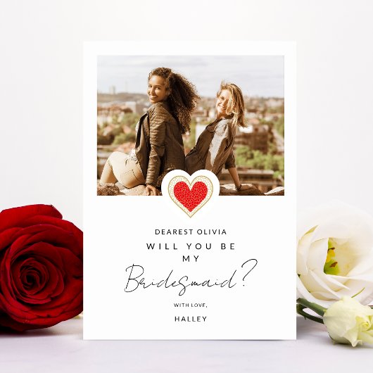 Invitation Fancy mignon Red Heart Photo Bridesmaid