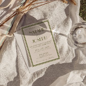 Invitation Fancy Old Money Olive Green Luxury QR Code Wedding