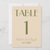 Invitation  Fancy Olive Green Old Money Wedding Table Number (Devant)
