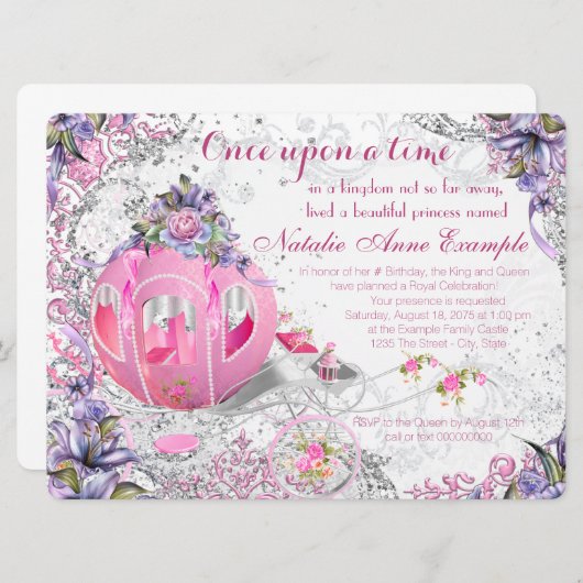 Invitation Fancy Once upon a Time Fairy Tale Anniversaire (Devant / Derrière)