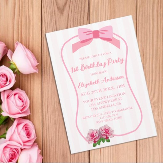 Invitation Fancy One Arc Floral 1er Anniversaire