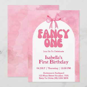 Invitation Fancy One Arc Rose Coquette Fille 1er Anniversaire
