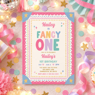 Invitation Fancy One Fille Fantaisiste Fête d'anniversaire 1è