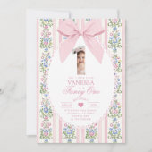 Invitation Fancy One Rose Bow Photo Loch Shack 1er Anniversai (Devant)