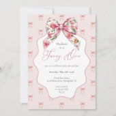 Invitation Fancy One Rose Floral Bow 1er anniversaire (Devant)