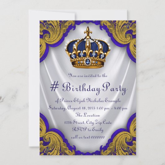 Invitation Fancy Prince Anniversaire (Dos)