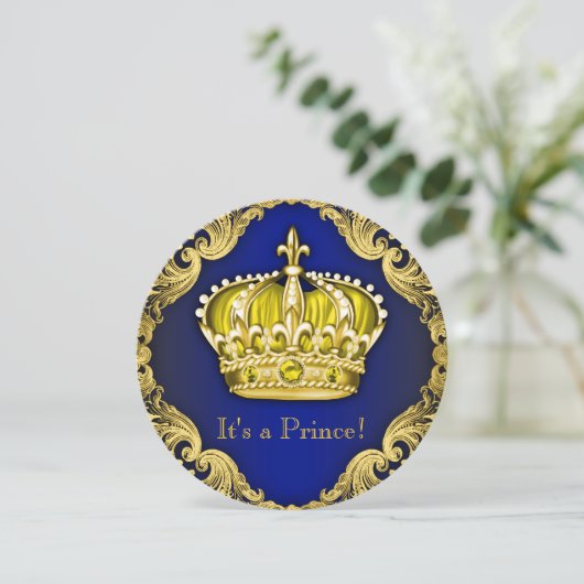 Invitation Fancy Prince Baby shower (Debout devant)