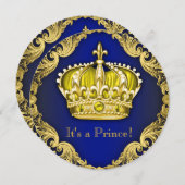 Invitation Fancy Prince Baby shower (Devant / Derrière)