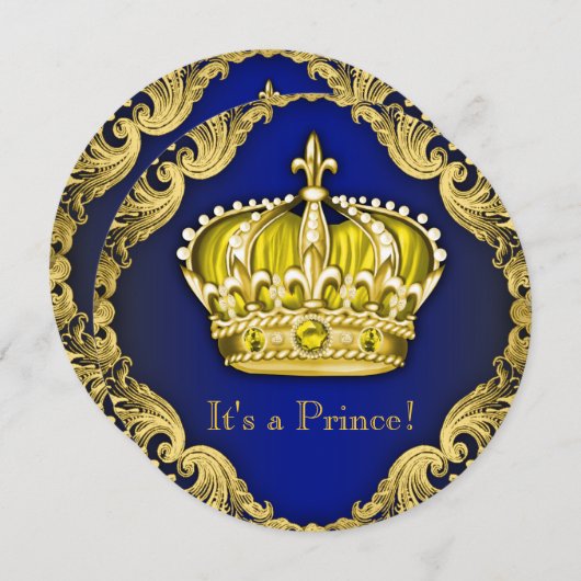 Invitation Fancy Prince Baby shower (Devant / Derrière)