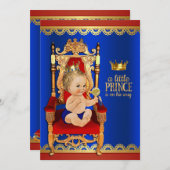 Invitation Fancy Prince Baby shower (Devant / Derrière)