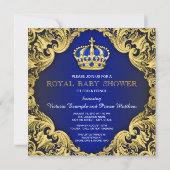 Invitation Fancy Prince Baby Shower Bleu (Dos)