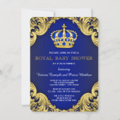 Invitation Fancy Prince Baby Shower Bleu (Dos)