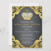 Invitation Fancy Prince Baby Shower Bleu Bébé (Dos)