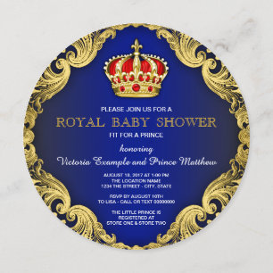 Invitation Fancy Prince Baby Shower Royal Bleu