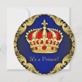 Invitation Fancy Prince Baby shower Royal Blue (Devant)