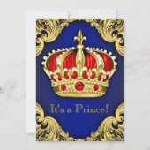 Invitation Fancy Prince Baby shower Royal Blue (Devant)