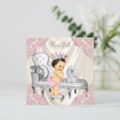 Invitation Fancy Princess Baby shower Ivory Pink Chaise (Debout devant)