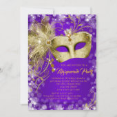 Invitation Fancy Purple Gold Parties scintillant Masquerade P (Devant)