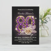Invitation Fancy Regal Rose Améthyste Or 80e Anniversaire (Debout devant)
