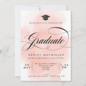 Invitation Fancy Rose Aquarelle Laver Parti de Graduation (Devant)