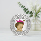 Invitation Fancy rose et Silver Baby Girl Douche (Debout devant)