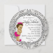 Invitation Fancy rose et Silver Baby Girl Douche (Dos)