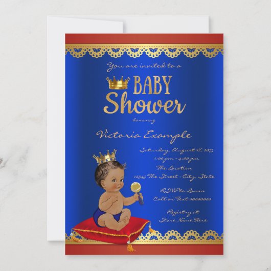 Invitation Fancy Royal Ethnic Prince Baby shower (Dos)