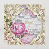Invitation Fancy Royal Princess Baby shower (Devant / Derrière)