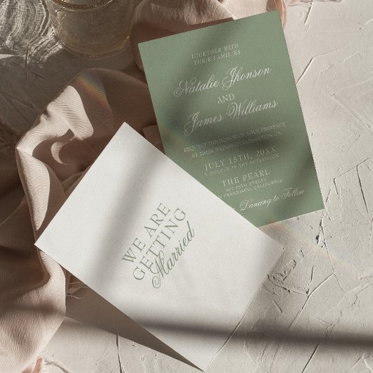 Invitation Fancy Sage Green Luxury Boho Modern Wedding