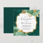 Invitation Fancy Sage Green Or Floral Rose Quinceanera (Devant / Derrière)