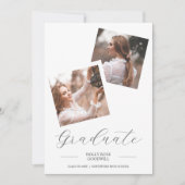 Invitation Fancy Script 2 Photos Collage Graduation (Devant)