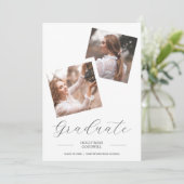 Invitation Fancy Script 2 Photos Collage Graduation (Debout devant)