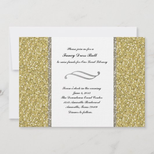 Invitation Fancy Silver Gold Parties scintillant Look Invitat (Devant)