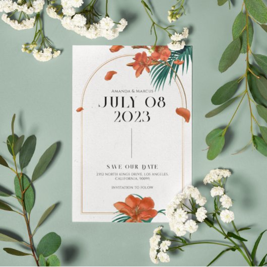 Invitation Fancy Tropical Flowers Mariage - Enregistrer La Da