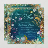 Invitation Fancy Under the Sea Birthday Party (Devant / Derrière)