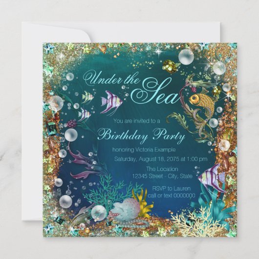 Invitation Fancy Under the Sea Birthday Party (Devant)