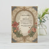 Invitation Fancy Vintage Art Nouveau Floral Mariage (Debout devant)